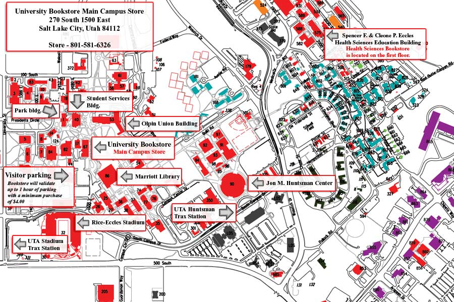 Map University Of Utah Campus Store